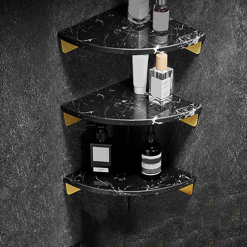 Aluminum Bathroom Accessory Set 1.57 Inches Tall Marble Bath Shelf Black Arc 3 Piece Set Clearhalo 'Bathroom Hardware Sets' 'Bathroom Hardware' 'Bathroom Remodel & Bathroom Fixtures' 'bathroom_hardware_sets' 'Home Improvement' 'home_improvement' 'home_improvement_bathroom_hardware_sets' 6996914