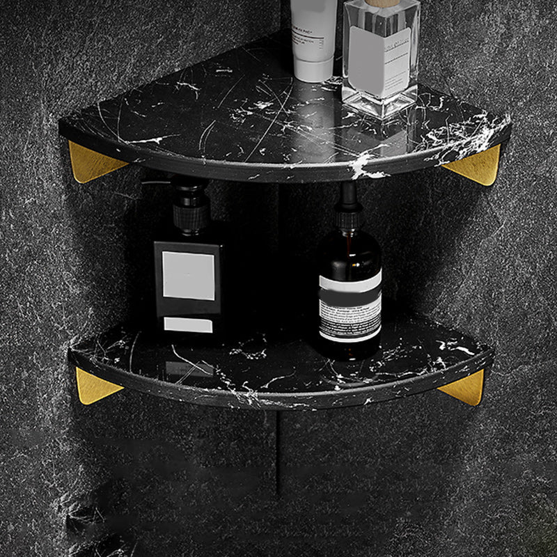 Aluminum Bathroom Accessory Set 1.57 Inches Tall Marble Bath Shelf Black Arc 2 Piece Set Clearhalo 'Bathroom Hardware Sets' 'Bathroom Hardware' 'Bathroom Remodel & Bathroom Fixtures' 'bathroom_hardware_sets' 'Home Improvement' 'home_improvement' 'home_improvement_bathroom_hardware_sets' 6996917
