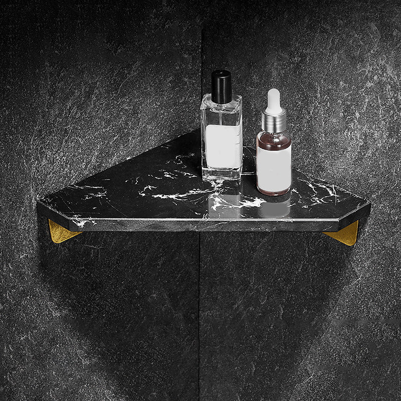 Aluminum Bathroom Accessory Set 1.57 Inches Tall Marble Bath Shelf Black Triangle 1 Piece Clearhalo 'Bathroom Hardware Sets' 'Bathroom Hardware' 'Bathroom Remodel & Bathroom Fixtures' 'bathroom_hardware_sets' 'Home Improvement' 'home_improvement' 'home_improvement_bathroom_hardware_sets' 6996921