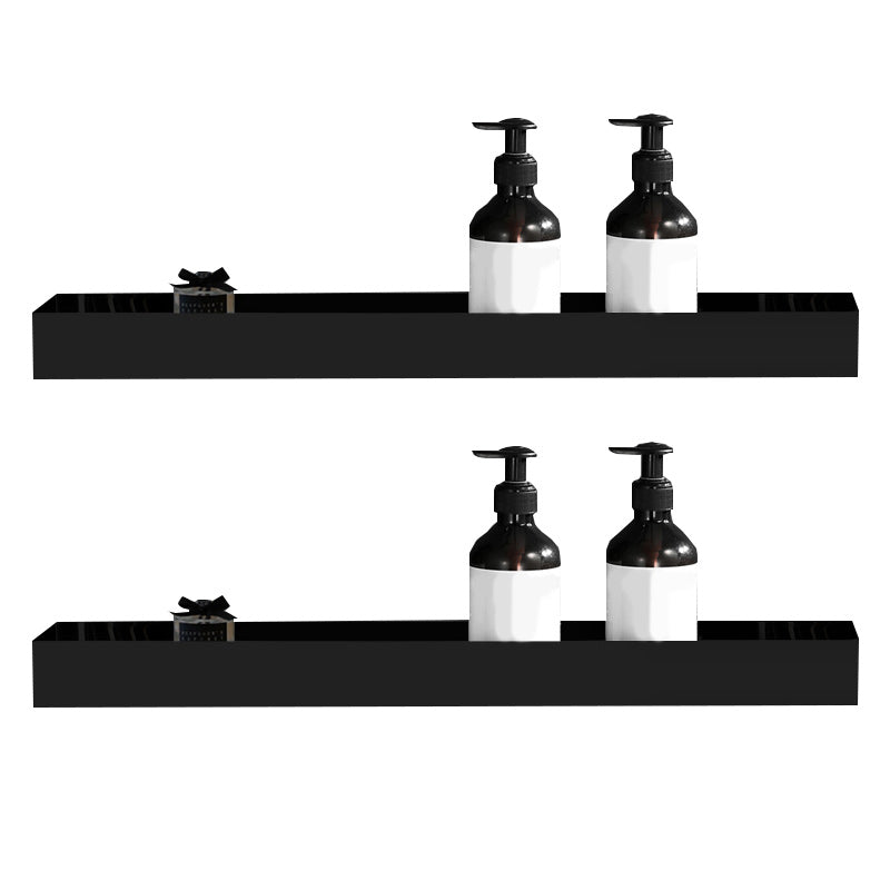 Contemporary Stainless Steel Bath Shelf 2-Piece Bathroom Accessory Set Black 2 Piece Set Clearhalo 'Bathroom Hardware Sets' 'Bathroom Hardware' 'Bathroom Remodel & Bathroom Fixtures' 'bathroom_hardware_sets' 'Home Improvement' 'home_improvement' 'home_improvement_bathroom_hardware_sets' 6997009