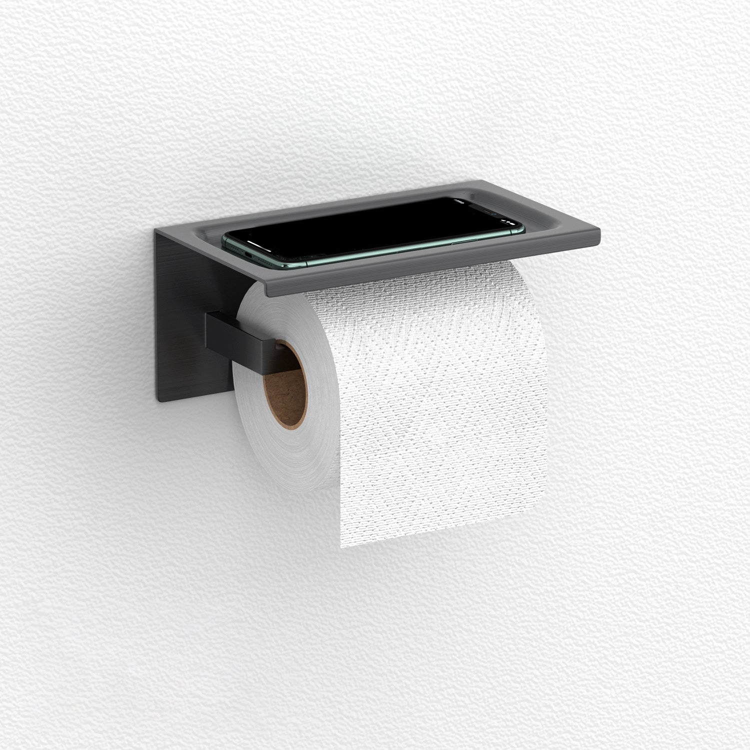 Gray Contemporary Bathroom Hardware Set Brushed Gray Bath Shelf/Paper Holder/Towel Bar Toilet Paper Holder Clearhalo 'Bathroom Hardware Sets' 'Bathroom Hardware' 'Bathroom Remodel & Bathroom Fixtures' 'bathroom_hardware_sets' 'Home Improvement' 'home_improvement' 'home_improvement_bathroom_hardware_sets' 6997015