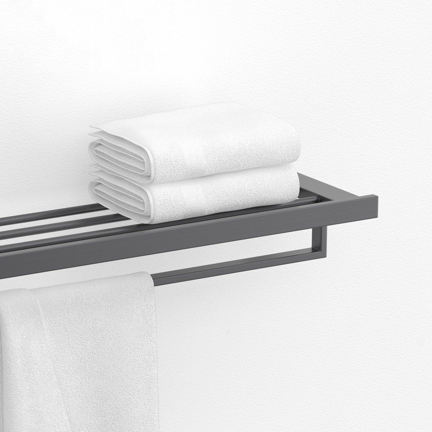 Gray Contemporary Bathroom Hardware Set Brushed Gray Bath Shelf/Paper Holder/Towel Bar Clearhalo 'Bathroom Hardware Sets' 'Bathroom Hardware' 'Bathroom Remodel & Bathroom Fixtures' 'bathroom_hardware_sets' 'Home Improvement' 'home_improvement' 'home_improvement_bathroom_hardware_sets' 6997018
