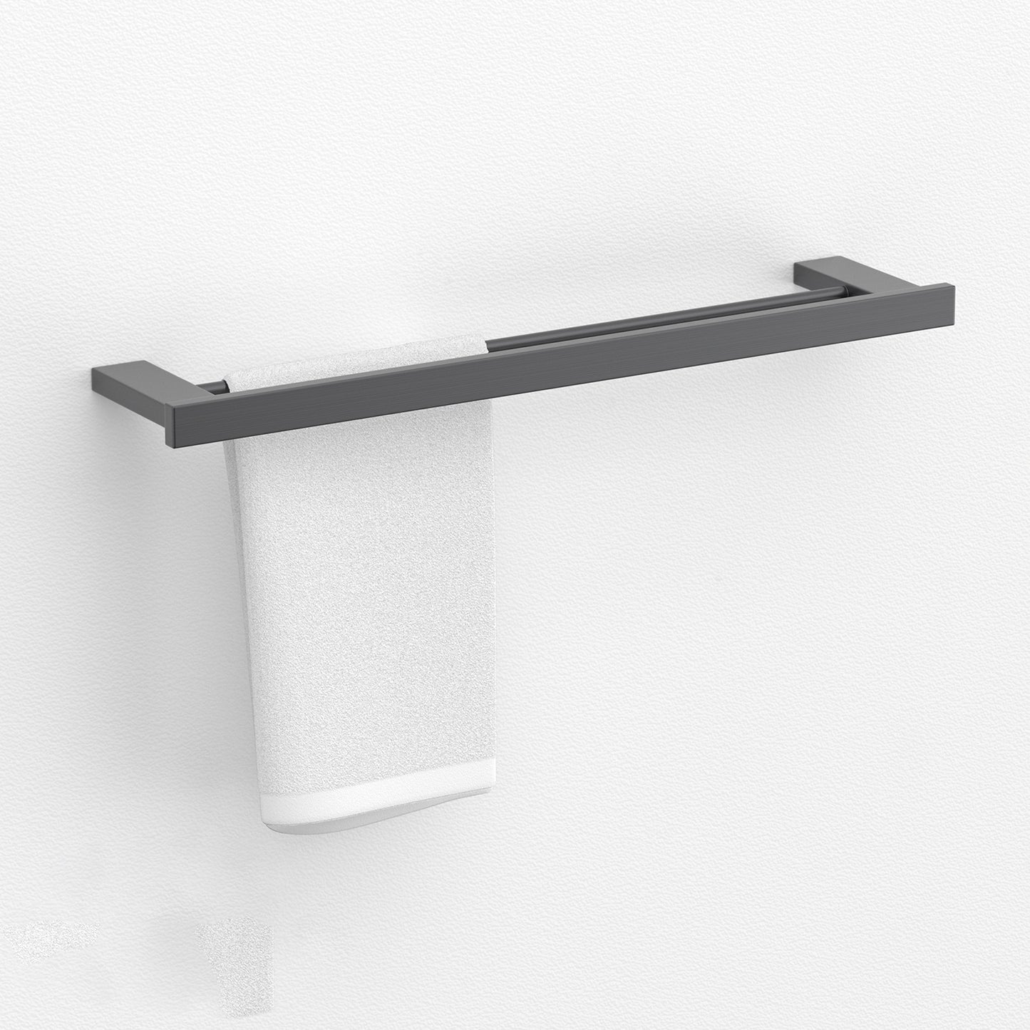 Gray Contemporary Bathroom Hardware Set Brushed Gray Bath Shelf/Paper Holder/Towel Bar Double Bars Towel Bar Clearhalo 'Bathroom Hardware Sets' 'Bathroom Hardware' 'Bathroom Remodel & Bathroom Fixtures' 'bathroom_hardware_sets' 'Home Improvement' 'home_improvement' 'home_improvement_bathroom_hardware_sets' 6997041