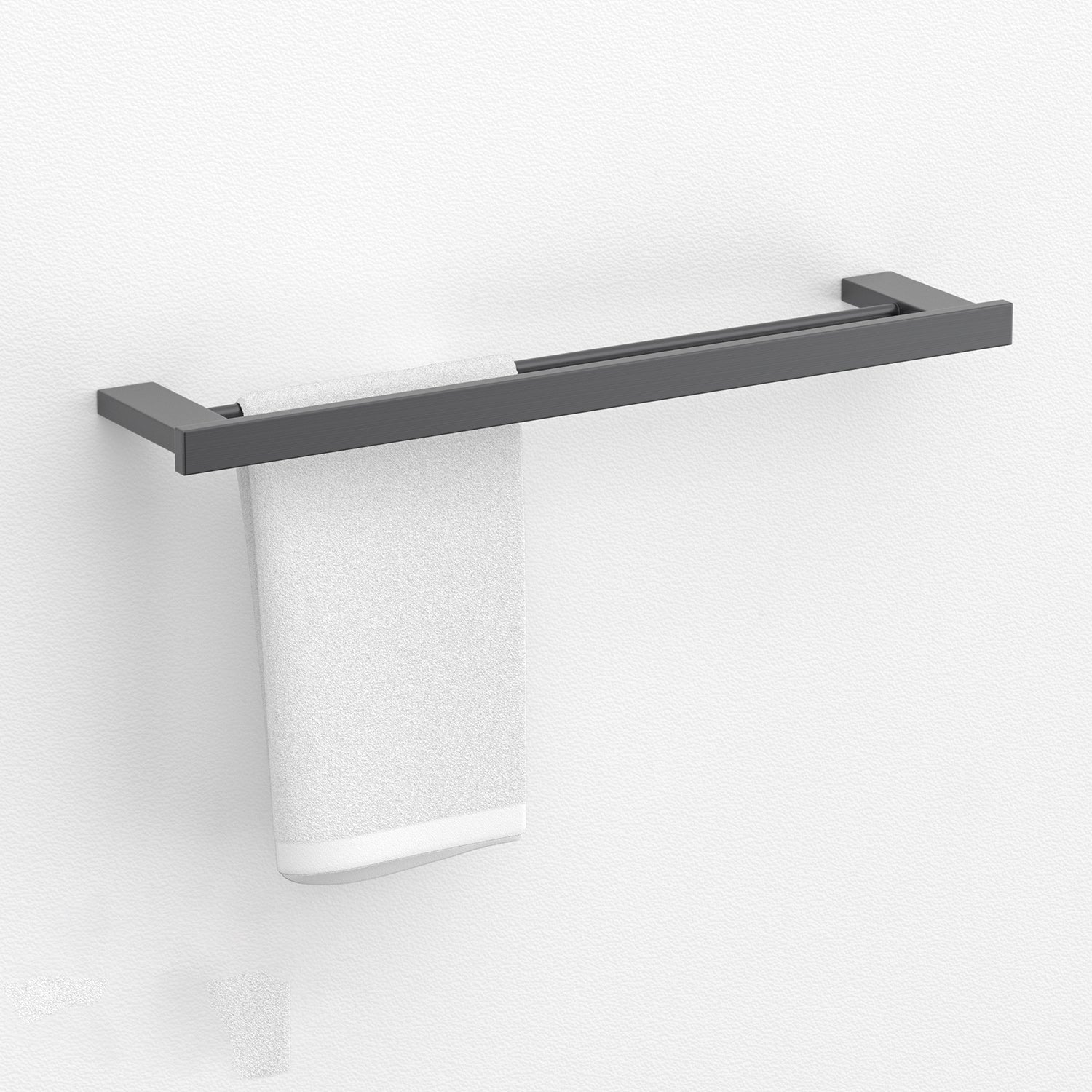 Gray Contemporary Bathroom Hardware Set Brushed Gray Bath Shelf/Paper Holder/Towel Bar Double Bars Towel Bar Clearhalo 'Bathroom Hardware Sets' 'Bathroom Hardware' 'Bathroom Remodel & Bathroom Fixtures' 'bathroom_hardware_sets' 'Home Improvement' 'home_improvement' 'home_improvement_bathroom_hardware_sets' 6997041