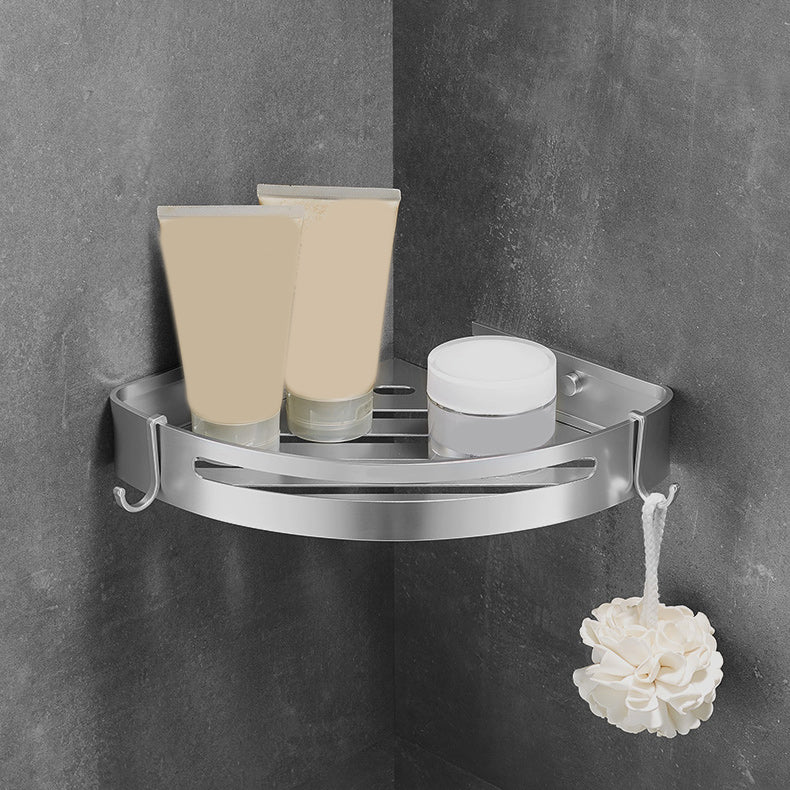 6-Piece Bathroom Hardware Set in Silver with Bath Shelf/Robe Hooks/Towel Bar Clearhalo 'Bathroom Hardware Sets' 'Bathroom Hardware' 'Bathroom Remodel & Bathroom Fixtures' 'bathroom_hardware_sets' 'Home Improvement' 'home_improvement' 'home_improvement_bathroom_hardware_sets' 6997048