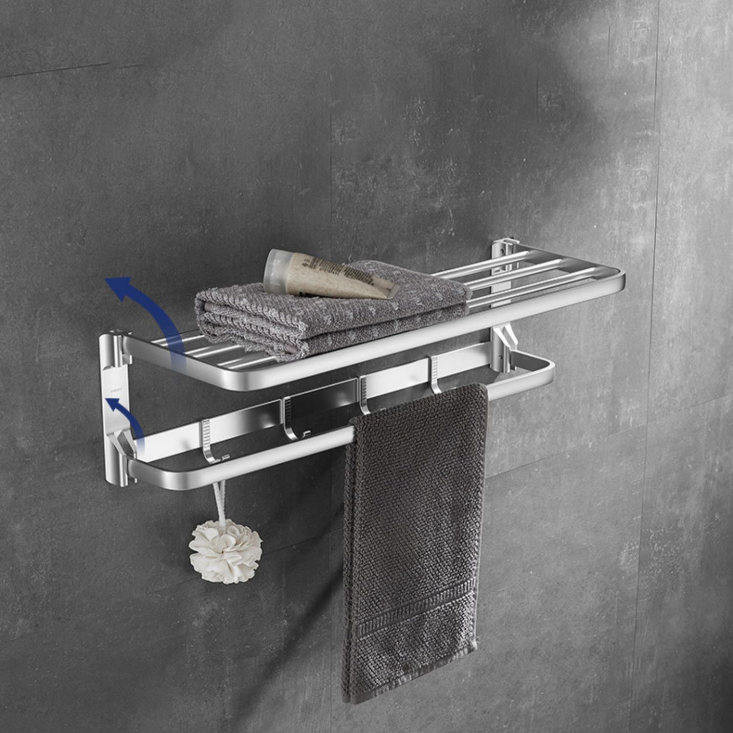 6-Piece Bathroom Hardware Set in Silver with Bath Shelf/Robe Hooks/Towel Bar Clearhalo 'Bathroom Hardware Sets' 'Bathroom Hardware' 'Bathroom Remodel & Bathroom Fixtures' 'bathroom_hardware_sets' 'Home Improvement' 'home_improvement' 'home_improvement_bathroom_hardware_sets' 6997050