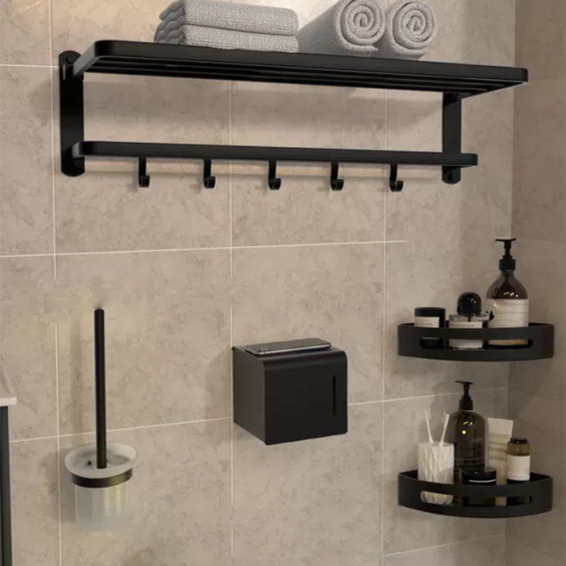 7-Piece Modern Bathroom Accessory Set Matte Black Bathroom Set with Towel Bar/Bath Shelf Black 5 piece Set Clearhalo 'Bathroom Hardware Sets' 'Bathroom Hardware' 'Bathroom Remodel & Bathroom Fixtures' 'bathroom_hardware_sets' 'Home Improvement' 'home_improvement' 'home_improvement_bathroom_hardware_sets' 6997095