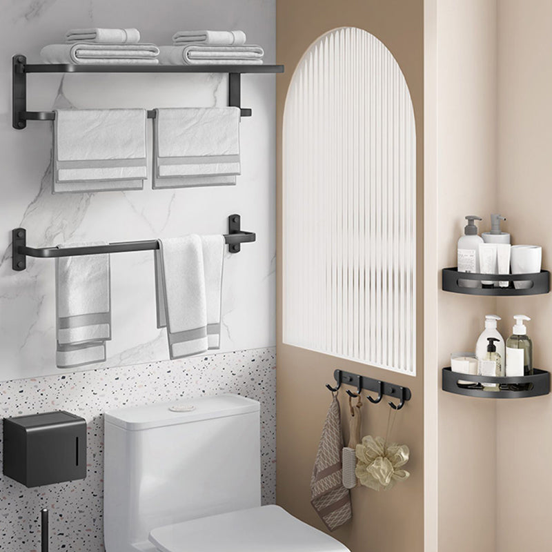 7-Piece Modern Bathroom Accessory Set Matte Black Bathroom Set with Towel  Bar/Bath Shelf - Clearhalo