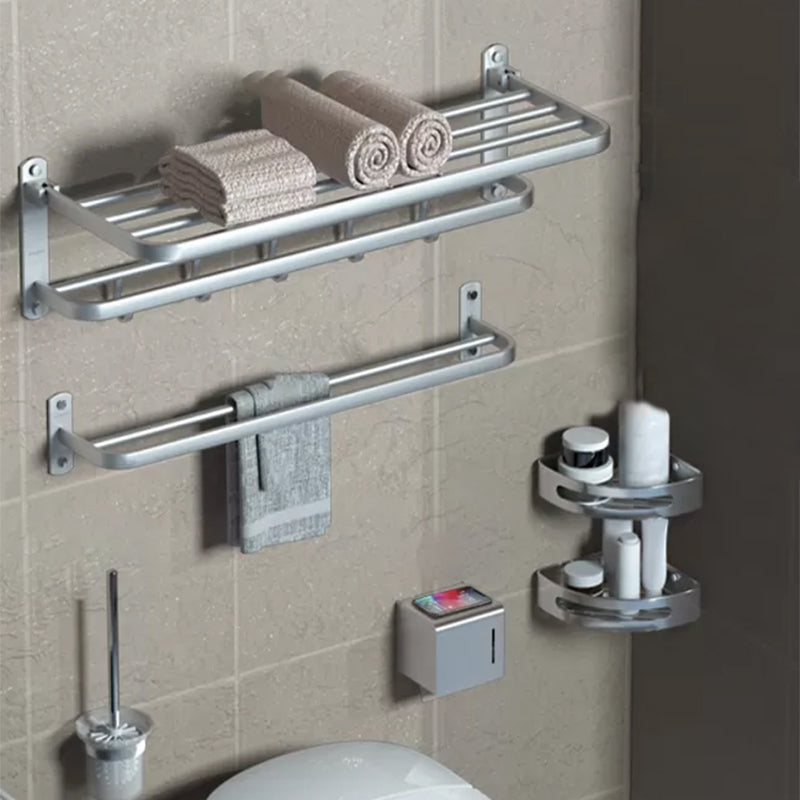 7-Piece Modern Bathroom Accessory Set Matte Black Bathroom Set with Towel Bar/Bath Shelf Silver 6-Piece Set Clearhalo 'Bathroom Hardware Sets' 'Bathroom Hardware' 'Bathroom Remodel & Bathroom Fixtures' 'bathroom_hardware_sets' 'Home Improvement' 'home_improvement' 'home_improvement_bathroom_hardware_sets' 6997099