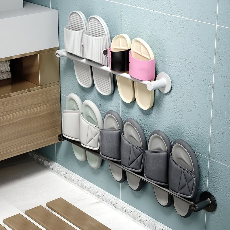 2-Piece Modern Bathroom Accessory Set Metal Slipper Rack/Towel Bar Clearhalo 'Bathroom Hardware Sets' 'Bathroom Hardware' 'Bathroom Remodel & Bathroom Fixtures' 'bathroom_hardware_sets' 'Home Improvement' 'home_improvement' 'home_improvement_bathroom_hardware_sets' 6997107