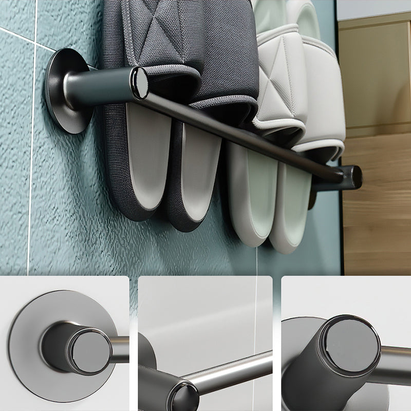 2-Piece Modern Bathroom Accessory Set Metal Slipper Rack/Towel Bar Clearhalo 'Bathroom Hardware Sets' 'Bathroom Hardware' 'Bathroom Remodel & Bathroom Fixtures' 'bathroom_hardware_sets' 'Home Improvement' 'home_improvement' 'home_improvement_bathroom_hardware_sets' 6997118