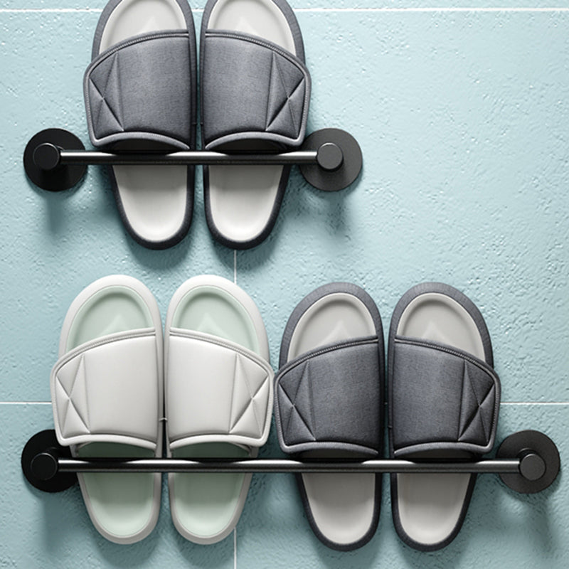 2-Piece Modern Bathroom Accessory Set Metal Slipper Rack/Towel Bar Clearhalo 'Bathroom Hardware Sets' 'Bathroom Hardware' 'Bathroom Remodel & Bathroom Fixtures' 'bathroom_hardware_sets' 'Home Improvement' 'home_improvement' 'home_improvement_bathroom_hardware_sets' 6997120