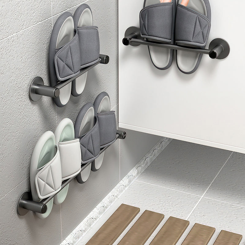 2-Piece Modern Bathroom Accessory Set Metal Slipper Rack/Towel Bar Clearhalo 'Bathroom Hardware Sets' 'Bathroom Hardware' 'Bathroom Remodel & Bathroom Fixtures' 'bathroom_hardware_sets' 'Home Improvement' 'home_improvement' 'home_improvement_bathroom_hardware_sets' 6997122