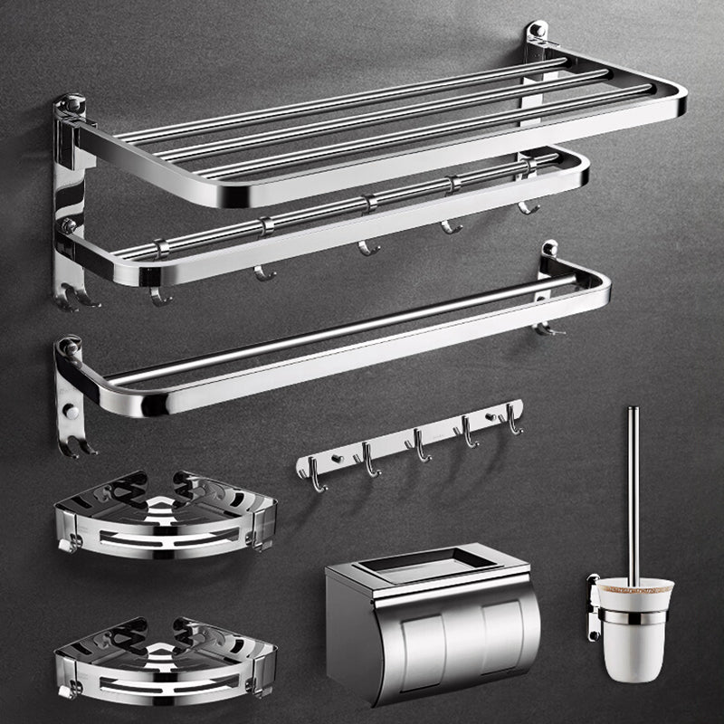 Modern 7 Piece Bathroom Accessory Set Polished Chrome Bathroom Hardware Clearhalo 'Bathroom Hardware Sets' 'Bathroom Hardware' 'Bathroom Remodel & Bathroom Fixtures' 'bathroom_hardware_sets' 'Home Improvement' 'home_improvement' 'home_improvement_bathroom_hardware_sets' 6997135