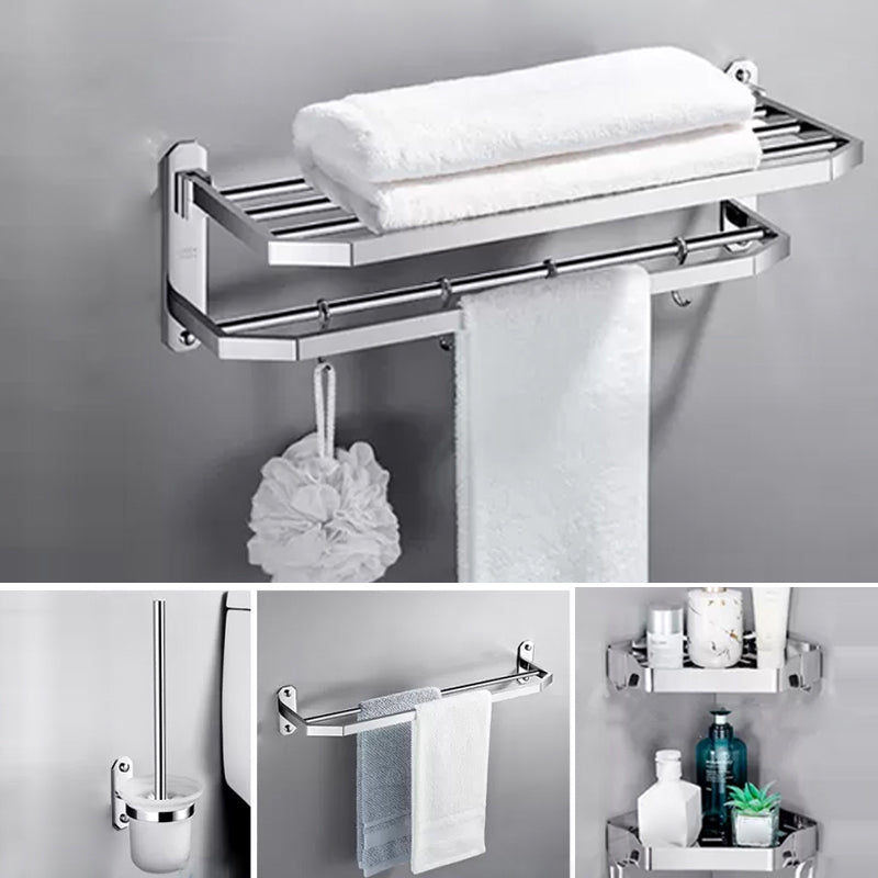 Modern 7 Piece Bathroom Accessory Set Polished Chrome Bathroom Hardware Curve 5-Piece Set (Towel Bar) Clearhalo 'Bathroom Hardware Sets' 'Bathroom Hardware' 'Bathroom Remodel & Bathroom Fixtures' 'bathroom_hardware_sets' 'Home Improvement' 'home_improvement' 'home_improvement_bathroom_hardware_sets' 6997146