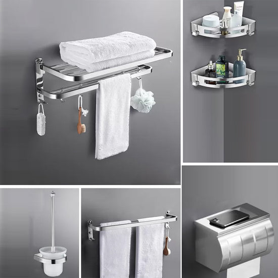 Modern 7 Piece Bathroom Accessory Set Polished Chrome Bathroom Hardware ...