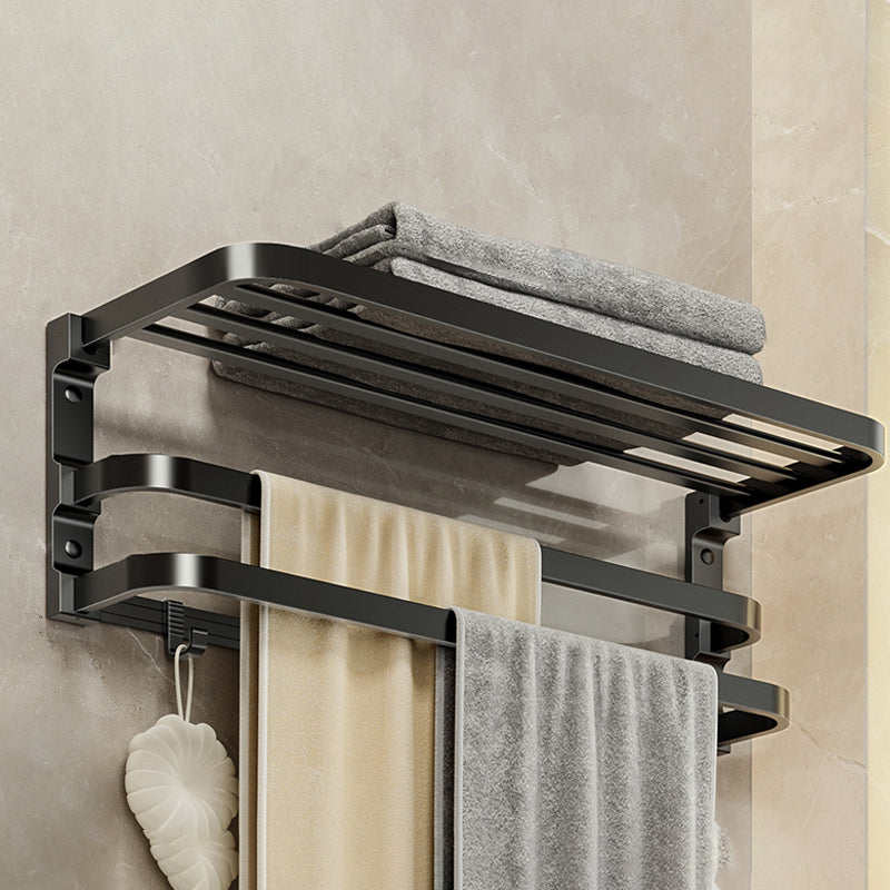 Aluminum Modern 7-Piece Bathroom Accessory Set Black Bathroom Hardware Double Ring Clearhalo 'Bathroom Hardware Sets' 'Bathroom Hardware' 'Bathroom Remodel & Bathroom Fixtures' 'bathroom_hardware_sets' 'Home Improvement' 'home_improvement' 'home_improvement_bathroom_hardware_sets' 6997166