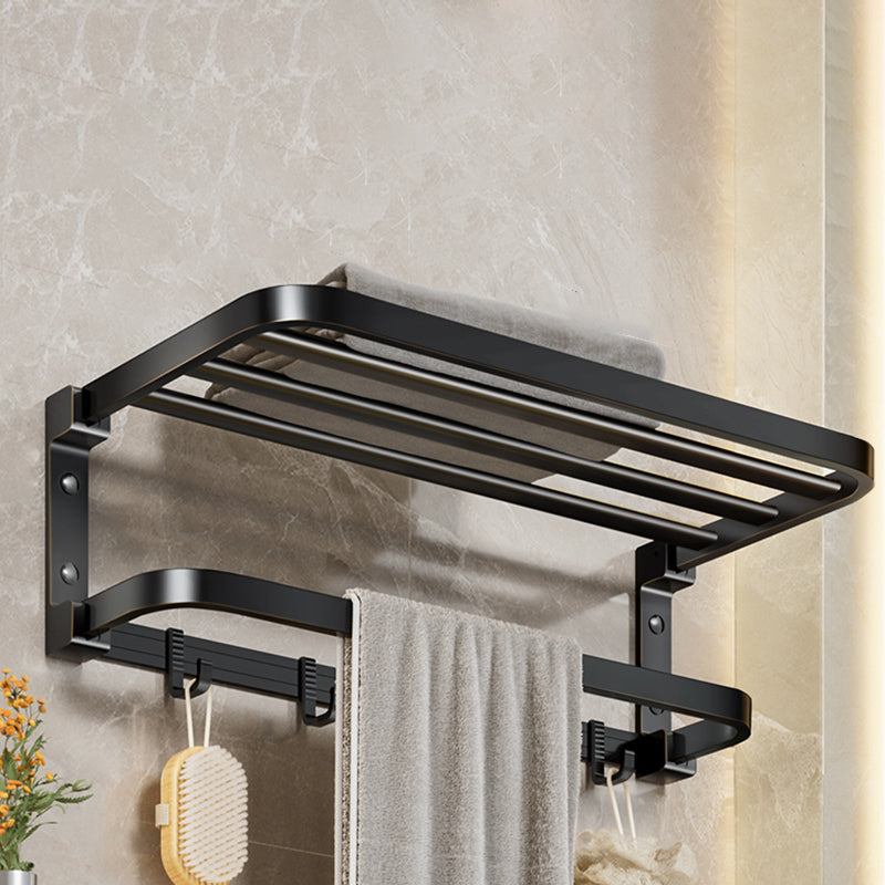 Aluminum Modern 7-Piece Bathroom Accessory Set Black Bathroom Hardware Folding Clearhalo 'Bathroom Hardware Sets' 'Bathroom Hardware' 'Bathroom Remodel & Bathroom Fixtures' 'bathroom_hardware_sets' 'Home Improvement' 'home_improvement' 'home_improvement_bathroom_hardware_sets' 6997180