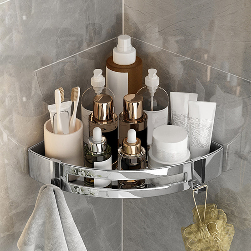 Silver Bathroom Accessories Hardware Set Modern Bathroom Accessory Kit Triangular Bath Shelf Clearhalo 'Bathroom Hardware Sets' 'Bathroom Hardware' 'Bathroom Remodel & Bathroom Fixtures' 'bathroom_hardware_sets' 'Home Improvement' 'home_improvement' 'home_improvement_bathroom_hardware_sets' 6997203