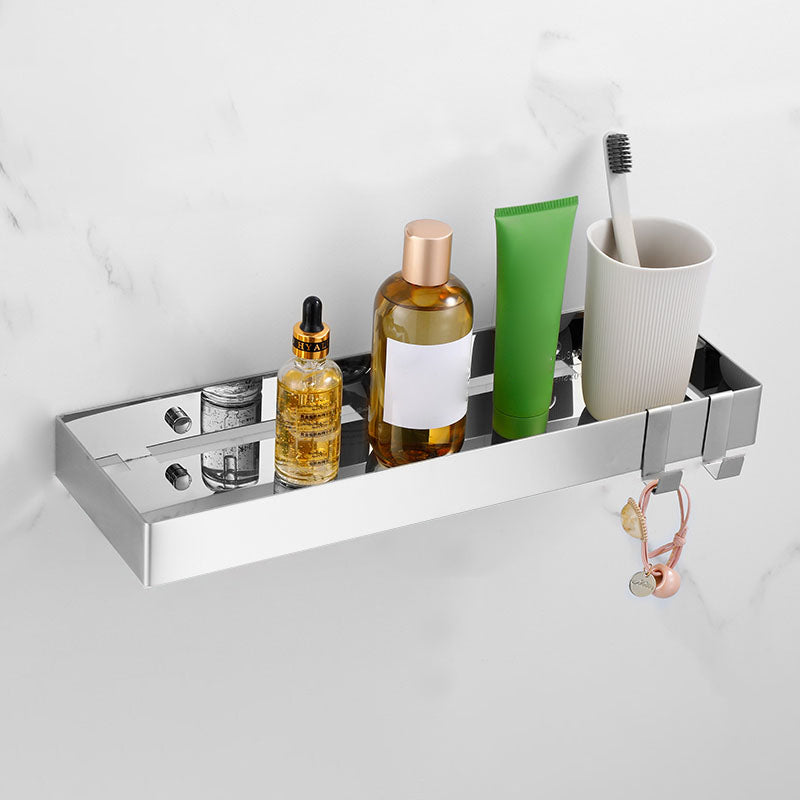 Silver Bathroom Accessories Hardware Set Modern Bathroom Accessory Kit Bath Shelf (24"L) Clearhalo 'Bathroom Hardware Sets' 'Bathroom Hardware' 'Bathroom Remodel & Bathroom Fixtures' 'bathroom_hardware_sets' 'Home Improvement' 'home_improvement' 'home_improvement_bathroom_hardware_sets' 6997205