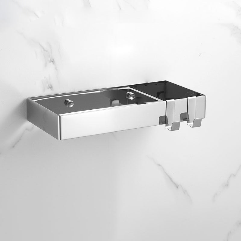 Silver Bathroom Accessories Hardware Set Modern Bathroom Accessory Kit Bath Shelf (12"L ) Clearhalo 'Bathroom Hardware Sets' 'Bathroom Hardware' 'Bathroom Remodel & Bathroom Fixtures' 'bathroom_hardware_sets' 'Home Improvement' 'home_improvement' 'home_improvement_bathroom_hardware_sets' 6997208