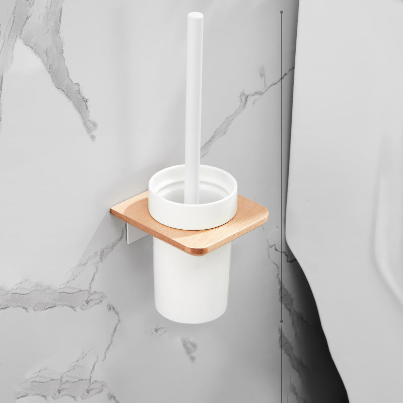 White 7-piece Bathroom Accessory Set Wood and Metal Bathroom Set Toilet Brush Clearhalo 'Bathroom Hardware Sets' 'Bathroom Hardware' 'Bathroom Remodel & Bathroom Fixtures' 'bathroom_hardware_sets' 'Home Improvement' 'home_improvement' 'home_improvement_bathroom_hardware_sets' 6997228