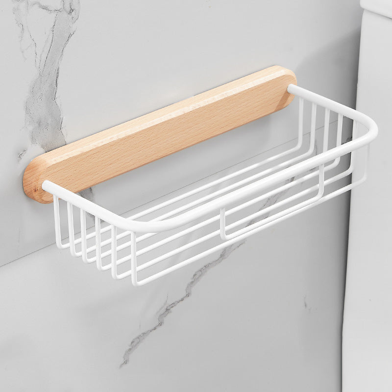 White 7-piece Bathroom Accessory Set Wood and Metal Bathroom Set Bath Shelf (12"L ) Clearhalo 'Bathroom Hardware Sets' 'Bathroom Hardware' 'Bathroom Remodel & Bathroom Fixtures' 'bathroom_hardware_sets' 'Home Improvement' 'home_improvement' 'home_improvement_bathroom_hardware_sets' 6997230