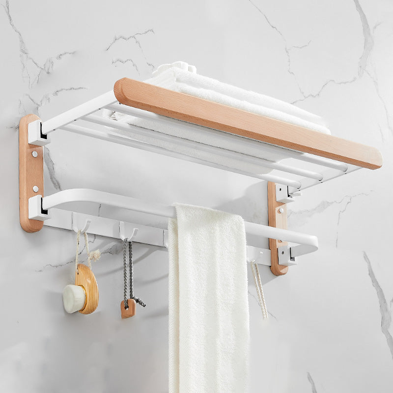 White 7-piece Bathroom Accessory Set Wood and Metal Bathroom Set Horizontal Towel Rack (24"L) Clearhalo 'Bathroom Hardware Sets' 'Bathroom Hardware' 'Bathroom Remodel & Bathroom Fixtures' 'bathroom_hardware_sets' 'Home Improvement' 'home_improvement' 'home_improvement_bathroom_hardware_sets' 6997243