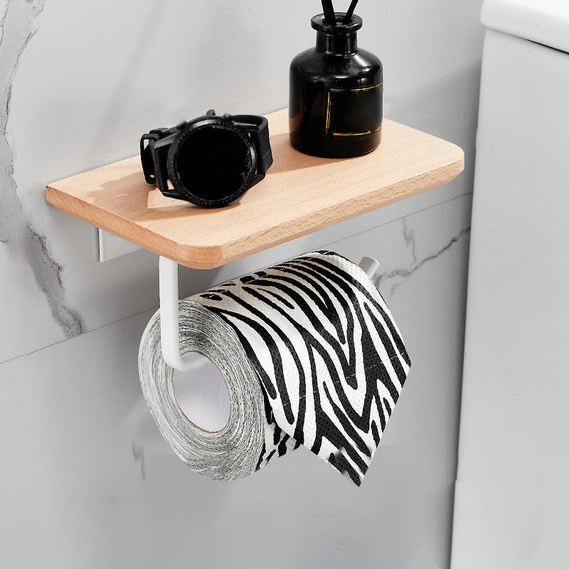 White 7-piece Bathroom Accessory Set Wood and Metal Bathroom Set Flat Paper Towel Holder-Single Clearhalo 'Bathroom Hardware Sets' 'Bathroom Hardware' 'Bathroom Remodel & Bathroom Fixtures' 'bathroom_hardware_sets' 'Home Improvement' 'home_improvement' 'home_improvement_bathroom_hardware_sets' 6997244