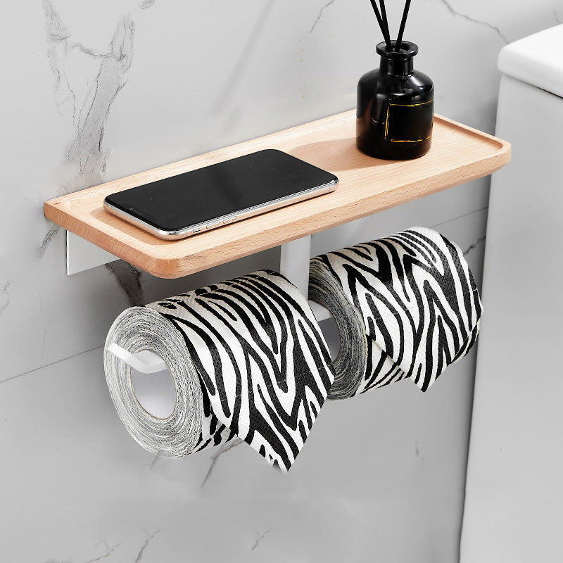 White 7-piece Bathroom Accessory Set Wood and Metal Bathroom Set Concave Paper Towel Holder-Double Clearhalo 'Bathroom Hardware Sets' 'Bathroom Hardware' 'Bathroom Remodel & Bathroom Fixtures' 'bathroom_hardware_sets' 'Home Improvement' 'home_improvement' 'home_improvement_bathroom_hardware_sets' 6997247