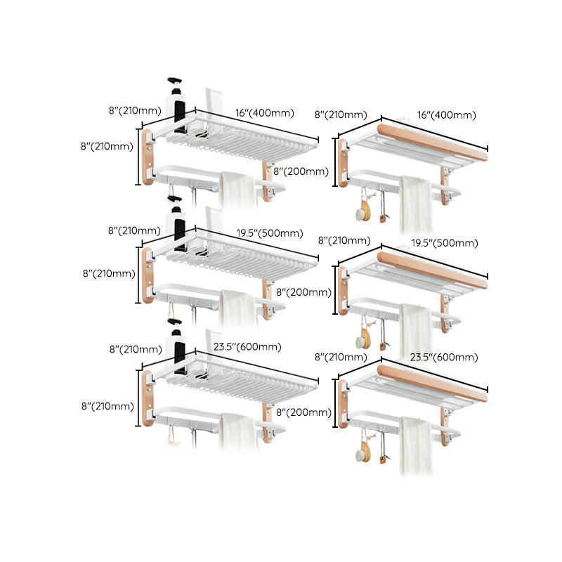 White 7-piece Bathroom Accessory Set Wood and Metal Bathroom Set Clearhalo 'Bathroom Hardware Sets' 'Bathroom Hardware' 'Bathroom Remodel & Bathroom Fixtures' 'bathroom_hardware_sets' 'Home Improvement' 'home_improvement' 'home_improvement_bathroom_hardware_sets' 6997251