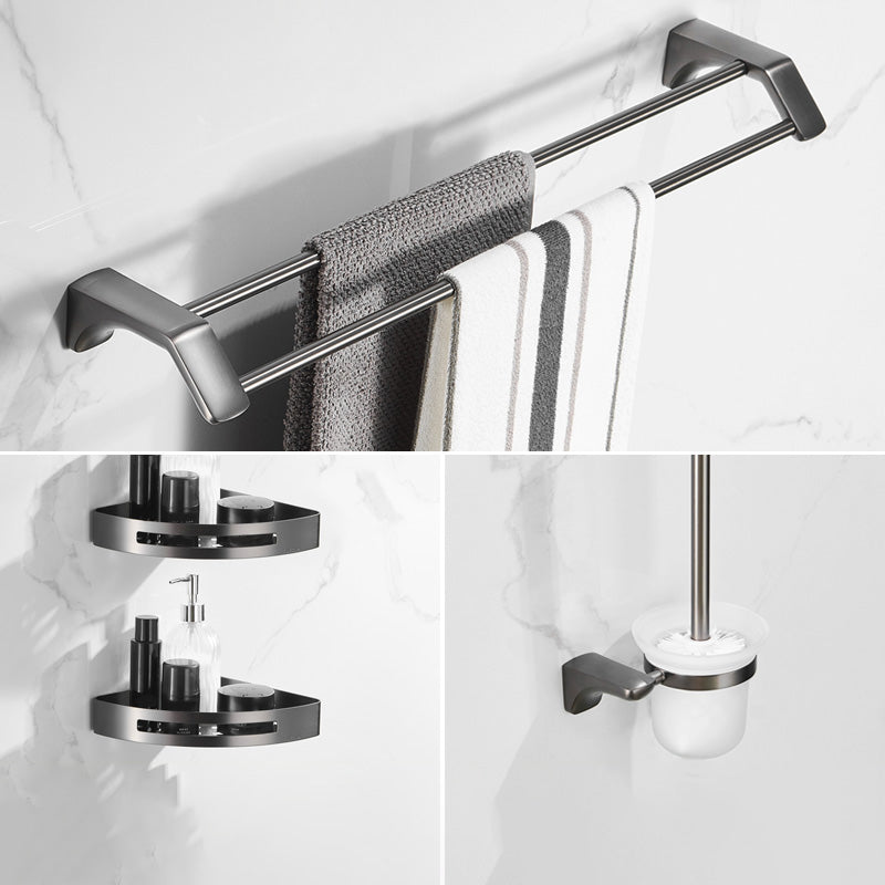 Modern Bathroom Accessories Hardware Set Grey Bathroom Accessory Kit 4-Piece Set (Triangular Bath Shelf) Clearhalo 'Bathroom Hardware Sets' 'Bathroom Hardware' 'Bathroom Remodel & Bathroom Fixtures' 'bathroom_hardware_sets' 'Home Improvement' 'home_improvement' 'home_improvement_bathroom_hardware_sets' 6997257
