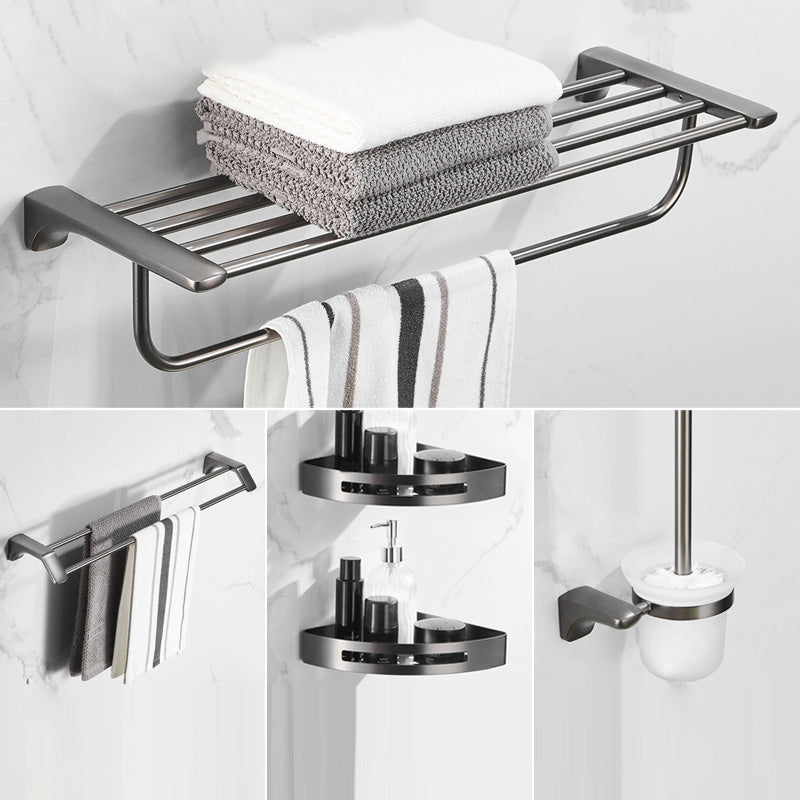 Modern Bathroom Accessories Hardware Set Grey Bathroom Accessory Kit 5-Piece Set (Toilet Brush) Clearhalo 'Bathroom Hardware Sets' 'Bathroom Hardware' 'Bathroom Remodel & Bathroom Fixtures' 'bathroom_hardware_sets' 'Home Improvement' 'home_improvement' 'home_improvement_bathroom_hardware_sets' 6997263