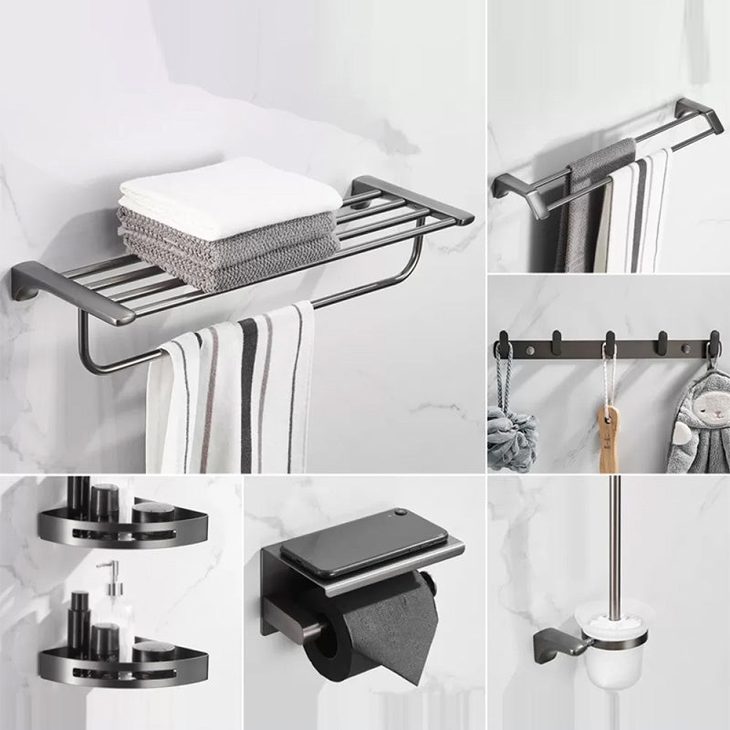 Modern Bathroom Accessories Hardware Set Grey Bathroom Accessory Kit 7-Piece Set Clearhalo 'Bathroom Hardware Sets' 'Bathroom Hardware' 'Bathroom Remodel & Bathroom Fixtures' 'bathroom_hardware_sets' 'Home Improvement' 'home_improvement' 'home_improvement_bathroom_hardware_sets' 6997269