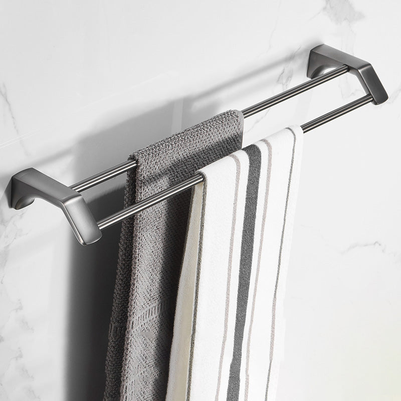 Modern Bathroom Accessories Hardware Set Grey Bathroom Accessory Kit Double Bars Towel Bar (24"L) Clearhalo 'Bathroom Hardware Sets' 'Bathroom Hardware' 'Bathroom Remodel & Bathroom Fixtures' 'bathroom_hardware_sets' 'Home Improvement' 'home_improvement' 'home_improvement_bathroom_hardware_sets' 6997277