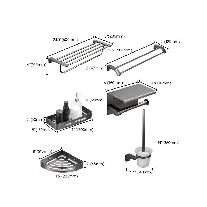 Modern Bathroom Accessories Hardware Set Grey Bathroom Accessory Kit Clearhalo 'Bathroom Hardware Sets' 'Bathroom Hardware' 'Bathroom Remodel & Bathroom Fixtures' 'bathroom_hardware_sets' 'Home Improvement' 'home_improvement' 'home_improvement_bathroom_hardware_sets' 6997281