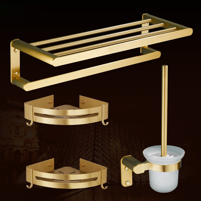 Traditional Bathroom Accessories Hardware Set Gold Bathroom Accessory Kit 4-Piece Set (Toilet Brush) Clearhalo 'Bathroom Hardware Sets' 'Bathroom Hardware' 'Bathroom Remodel & Bathroom Fixtures' 'bathroom_hardware_sets' 'Home Improvement' 'home_improvement' 'home_improvement_bathroom_hardware_sets' 6997332