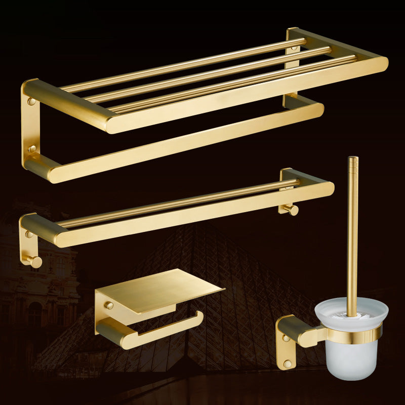 Traditional Bathroom Accessories Hardware Set Gold Bathroom Accessory Kit Double Bars 4-Piece Set (Towel Bar) Clearhalo 'Bathroom Hardware Sets' 'Bathroom Hardware' 'Bathroom Remodel & Bathroom Fixtures' 'bathroom_hardware_sets' 'Home Improvement' 'home_improvement' 'home_improvement_bathroom_hardware_sets' 6997336
