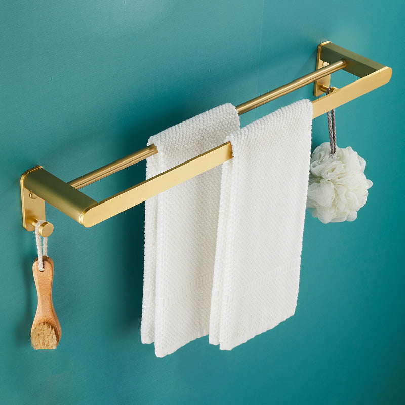 Traditional Bathroom Accessories Hardware Set Gold Bathroom Accessory Kit Double Bars Towel Bar Clearhalo 'Bathroom Hardware Sets' 'Bathroom Hardware' 'Bathroom Remodel & Bathroom Fixtures' 'bathroom_hardware_sets' 'Home Improvement' 'home_improvement' 'home_improvement_bathroom_hardware_sets' 6997343