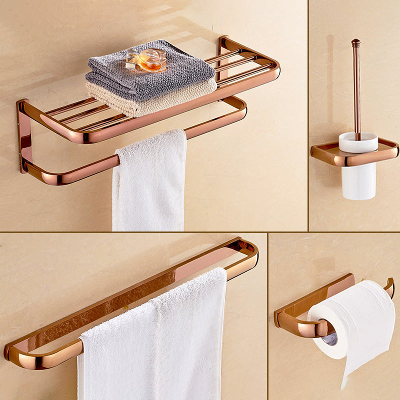 5-Piece Vintage Bathroom Accessory Set Brass Bath Hardware Set 4-Piece Set(Single Rod) Clearhalo 'Bathroom Hardware Sets' 'Bathroom Hardware' 'Bathroom Remodel & Bathroom Fixtures' 'bathroom_hardware_sets' 'Home Improvement' 'home_improvement' 'home_improvement_bathroom_hardware_sets' 6997360
