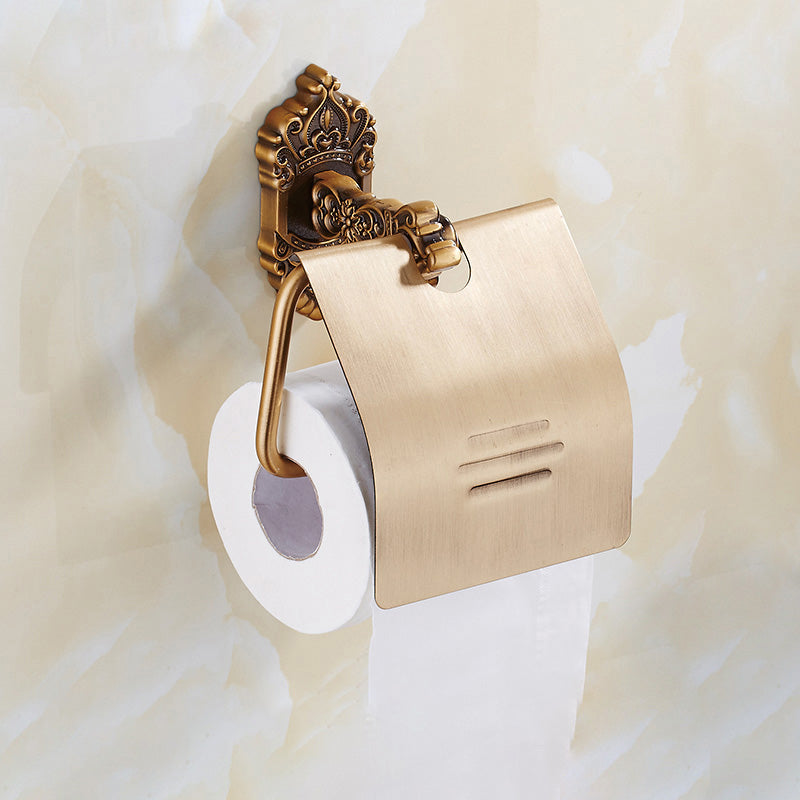 Traditional Bathroom Accessory Set Gold Bathroom Accessory Kit Toilet Paper Holder Clearhalo 'Bathroom Hardware Sets' 'Bathroom Hardware' 'Bathroom Remodel & Bathroom Fixtures' 'bathroom_hardware_sets' 'Home Improvement' 'home_improvement' 'home_improvement_bathroom_hardware_sets' 6997378
