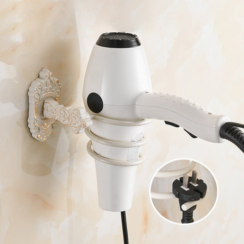 Traditional Bath Hardware Set White Bathroom Accessories Hardware Set Hair Dryer Holder Clearhalo 'Bathroom Hardware Sets' 'Bathroom Hardware' 'Bathroom Remodel & Bathroom Fixtures' 'bathroom_hardware_sets' 'Home Improvement' 'home_improvement' 'home_improvement_bathroom_hardware_sets' 6997478