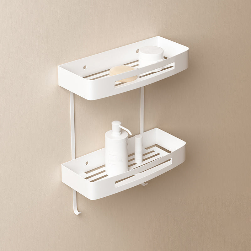 Modern Bathroom Accessory Set White Bathroom Accessories Hardware Set Double Layer Square Bath Shelves Clearhalo 'Bathroom Hardware Sets' 'Bathroom Hardware' 'Bathroom Remodel & Bathroom Fixtures' 'bathroom_hardware_sets' 'Home Improvement' 'home_improvement' 'home_improvement_bathroom_hardware_sets' 6997537