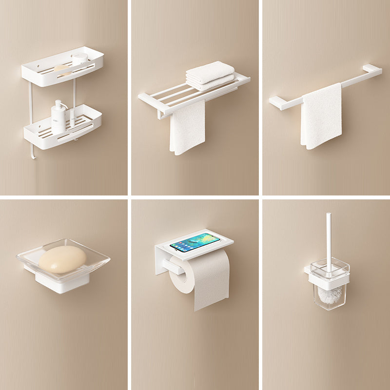 Modern Bathroom Accessory Set White Bathroom Accessories Hardware Set 6-Piece Set Clearhalo 'Bathroom Hardware Sets' 'Bathroom Hardware' 'Bathroom Remodel & Bathroom Fixtures' 'bathroom_hardware_sets' 'Home Improvement' 'home_improvement' 'home_improvement_bathroom_hardware_sets' 6997541