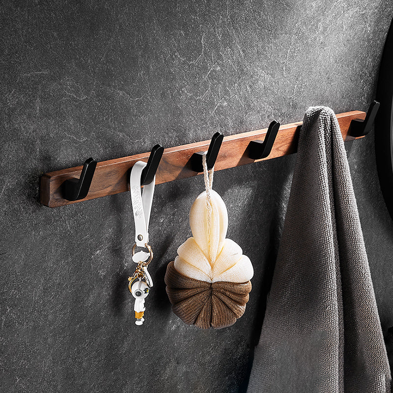 Metal Bathroom Accessory Set Walnut Brown Bathroom Hardware Set Towel Robe Hook (Row Hooks) Clearhalo 'Bathroom Hardware Sets' 'Bathroom Hardware' 'Bathroom Remodel & Bathroom Fixtures' 'bathroom_hardware_sets' 'Home Improvement' 'home_improvement' 'home_improvement_bathroom_hardware_sets' 6997594