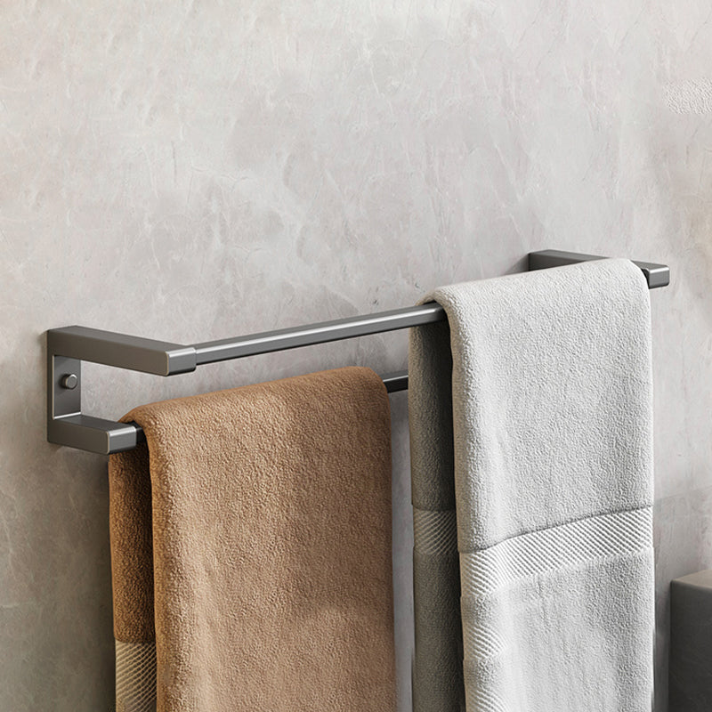 Modern Bathroom Accessory Set Grey Bathroom Accessories Hardware Set Towel Bar (Double Rods) Clearhalo 'Bathroom Hardware Sets' 'Bathroom Hardware' 'Bathroom Remodel & Bathroom Fixtures' 'bathroom_hardware_sets' 'Home Improvement' 'home_improvement' 'home_improvement_bathroom_hardware_sets' 6997616