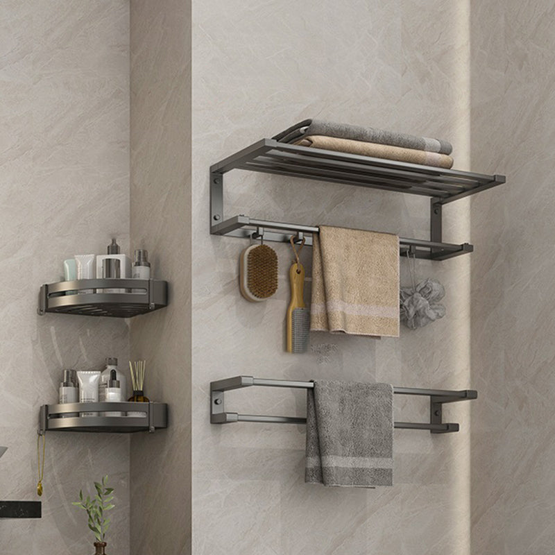 Modern Bathroom Accessory Set Grey Bathroom Accessories Hardware Set 4-Piece Set (Towel Bar) Clearhalo 'Bathroom Hardware Sets' 'Bathroom Hardware' 'Bathroom Remodel & Bathroom Fixtures' 'bathroom_hardware_sets' 'Home Improvement' 'home_improvement' 'home_improvement_bathroom_hardware_sets' 6997618