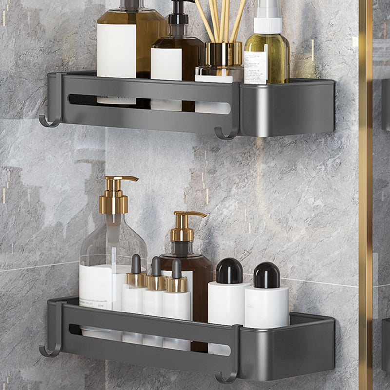 Modern Bathroom Accessory Set Grey Bathroom Accessories Hardware Set 2-Piece Set (Square Bath Shelf) Clearhalo 'Bathroom Hardware Sets' 'Bathroom Hardware' 'Bathroom Remodel & Bathroom Fixtures' 'bathroom_hardware_sets' 'Home Improvement' 'home_improvement' 'home_improvement_bathroom_hardware_sets' 6997627
