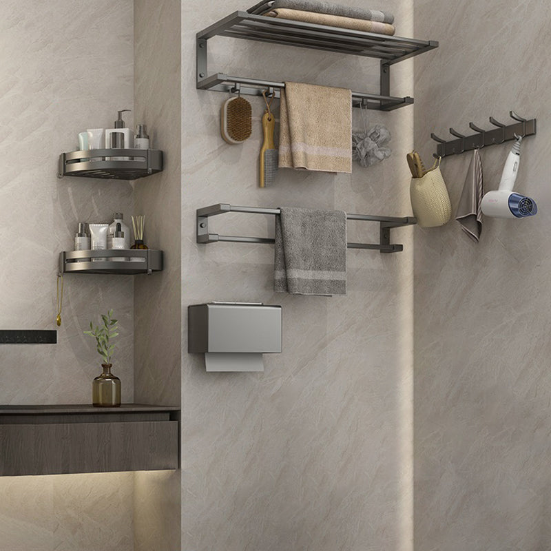 Modern Bathroom Accessory Set Grey Bathroom Accessories Hardware Set 6-Piece Set (Toilet Paper Holder) Clearhalo 'Bathroom Hardware Sets' 'Bathroom Hardware' 'Bathroom Remodel & Bathroom Fixtures' 'bathroom_hardware_sets' 'Home Improvement' 'home_improvement' 'home_improvement_bathroom_hardware_sets' 6997634