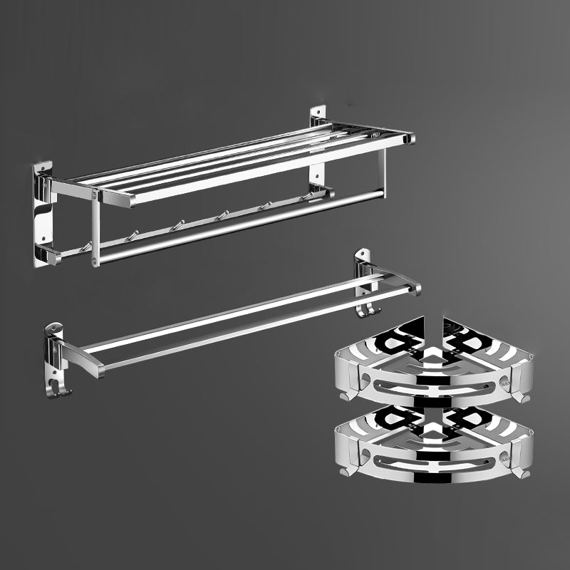 Modern Bath Hardware Set Silver Bathroom Accessories Hardware Set 4-Piece Set (Towel Bar) Clearhalo 'Bathroom Hardware Sets' 'Bathroom Hardware' 'Bathroom Remodel & Bathroom Fixtures' 'bathroom_hardware_sets' 'Home Improvement' 'home_improvement' 'home_improvement_bathroom_hardware_sets' 6997641